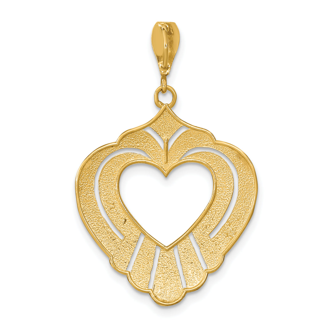 14k Yellow Gold Rhodium Cut-Out Heart Pendant