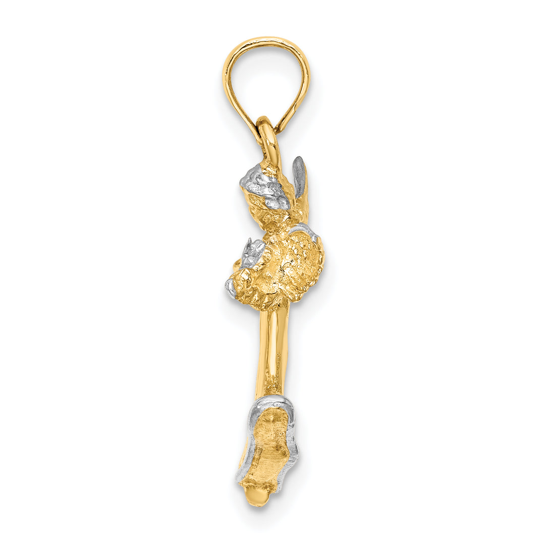 14k Yellow, White Gold 3-D Angel Playing Violin Charm Pendant