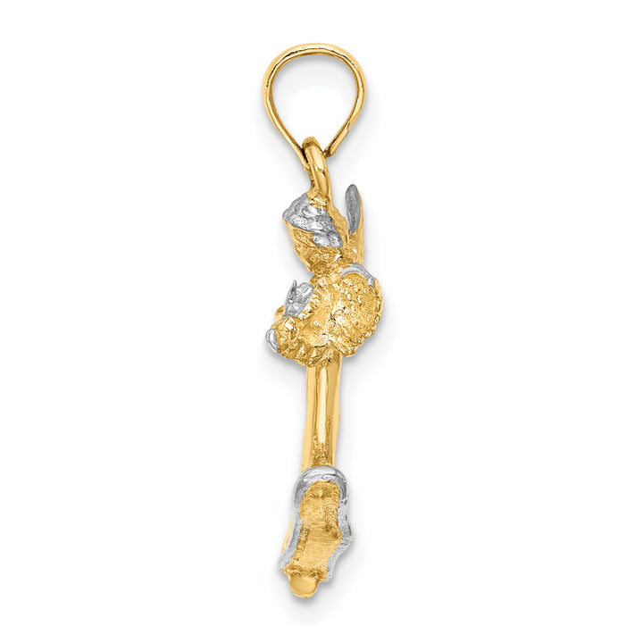 14k Yellow, White Gold 3-D Angel Playing Violin Charm Pendant