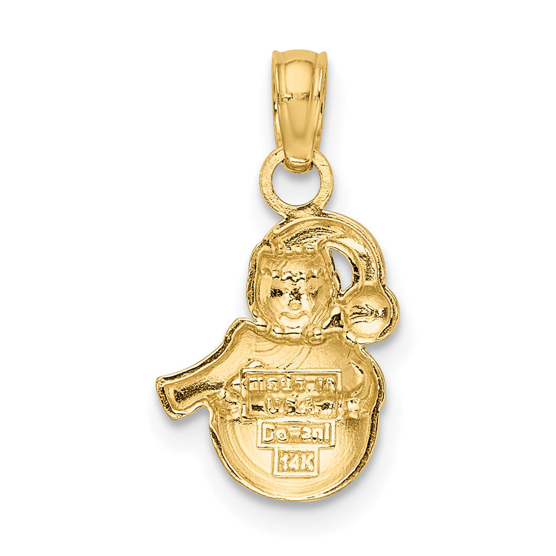 14k Yellow White Gold Snowman Charm Pendant