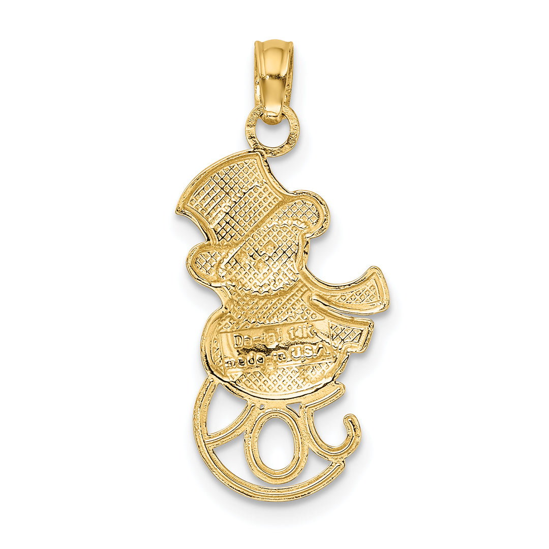 14K Yellow White Gold Snowman with JOY  Charm Pendant
