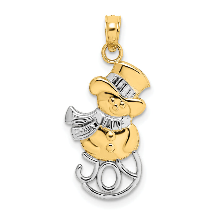 14K Yellow White Gold Snowman with JOY  Charm Pendant