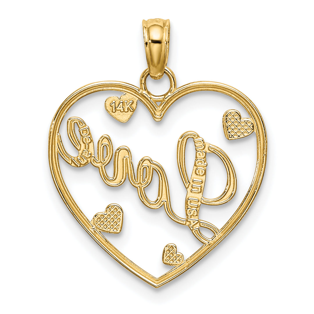 14k Yellow Gold Rhodium LOVE Hearts Pendant