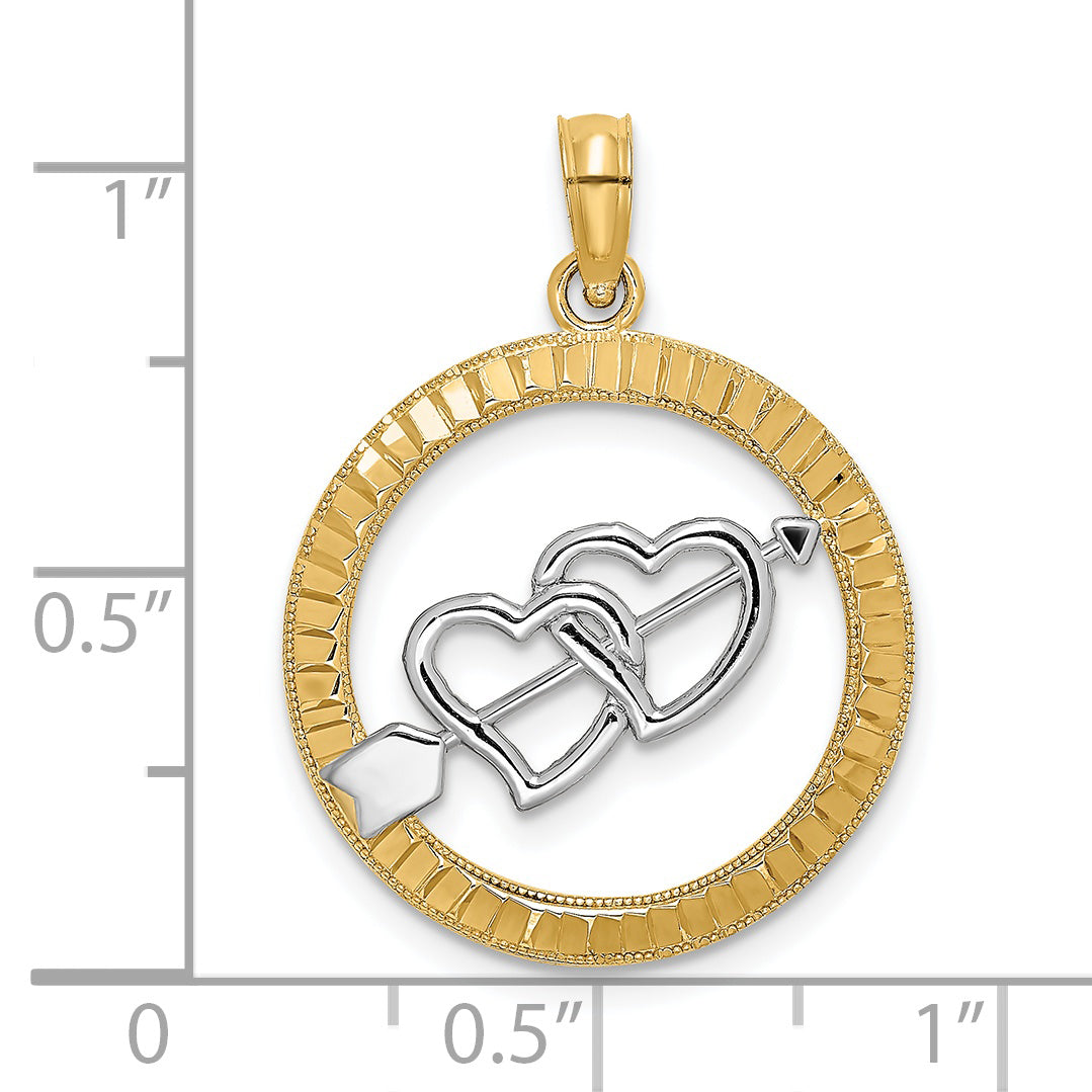 14k Yellow Gold Rhodium D.C Heart and Arrow Pendant