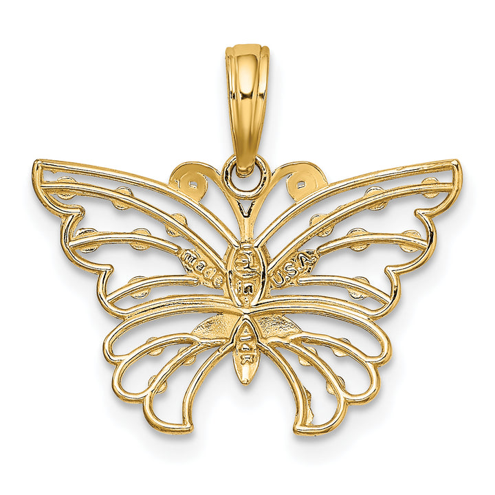 14k Yellow, White Gold D.C Fancy Design Butterfly Pendant