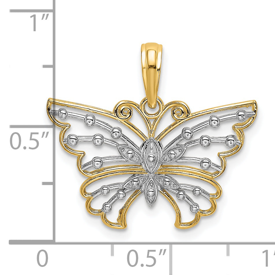 14k Yellow, White Gold D.C Fancy Design Butterfly Pendant