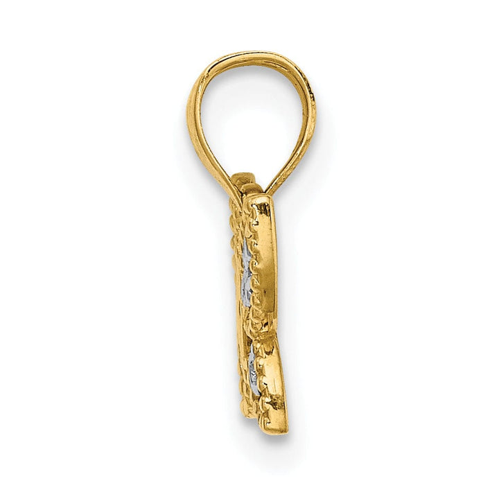 14k Yellow,White Gold D.C Butterfly Charm Pendant