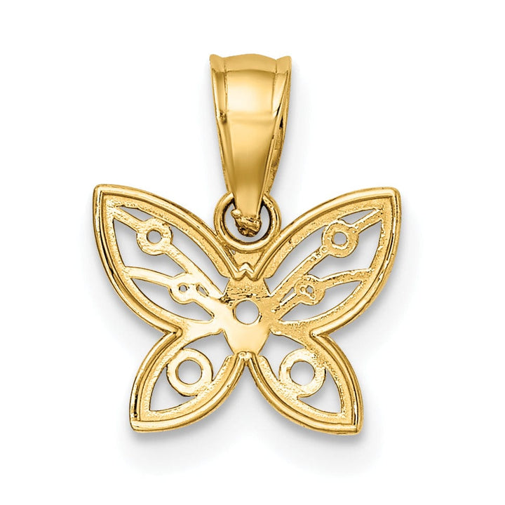 14k Yellow,White Gold D.C Butterfly Charm Pendant