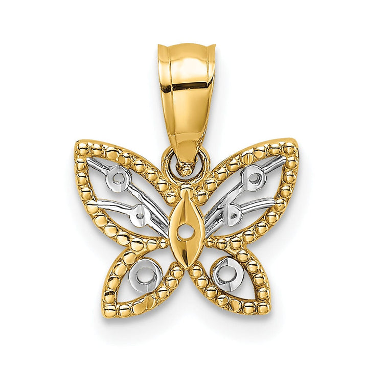14k Yellow,White Gold D.C Butterfly Charm Pendant