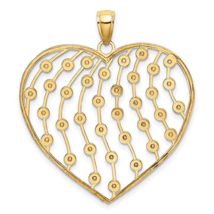 14k Yellow Gold White Rhodium D.C Large Heart Pendant