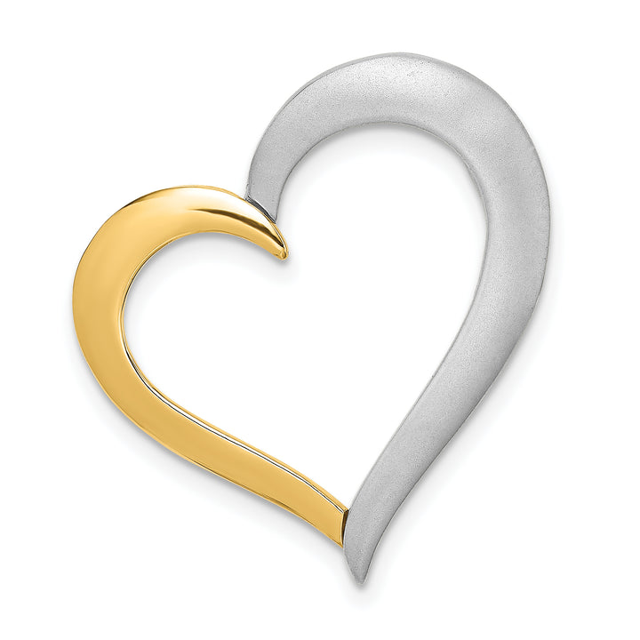 14k Two-tone Gold Textured & Polished Heart Chain Slide Pendant