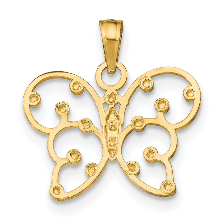 14k Yellow, White Gold Polished Finish Butterfly Pendant