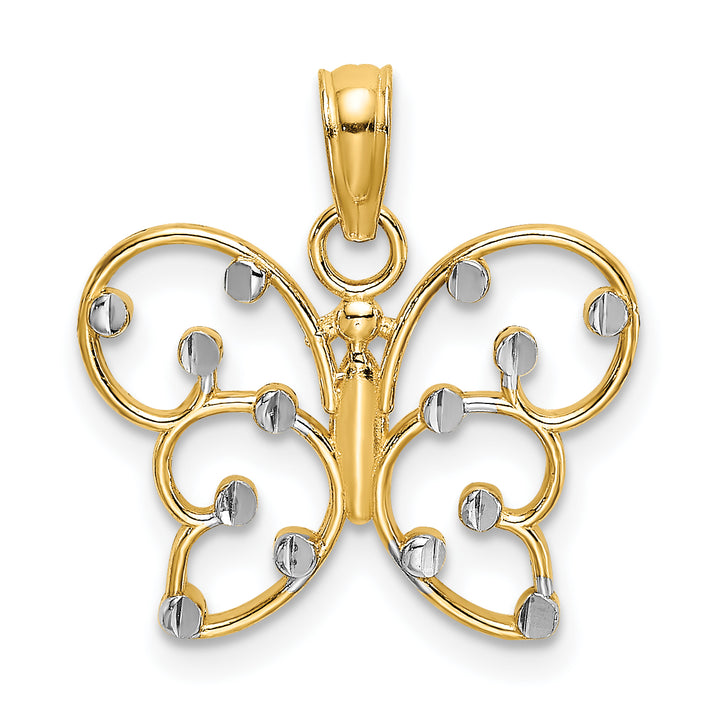 14k Yellow, White Gold Polished Finish Butterfly Pendant