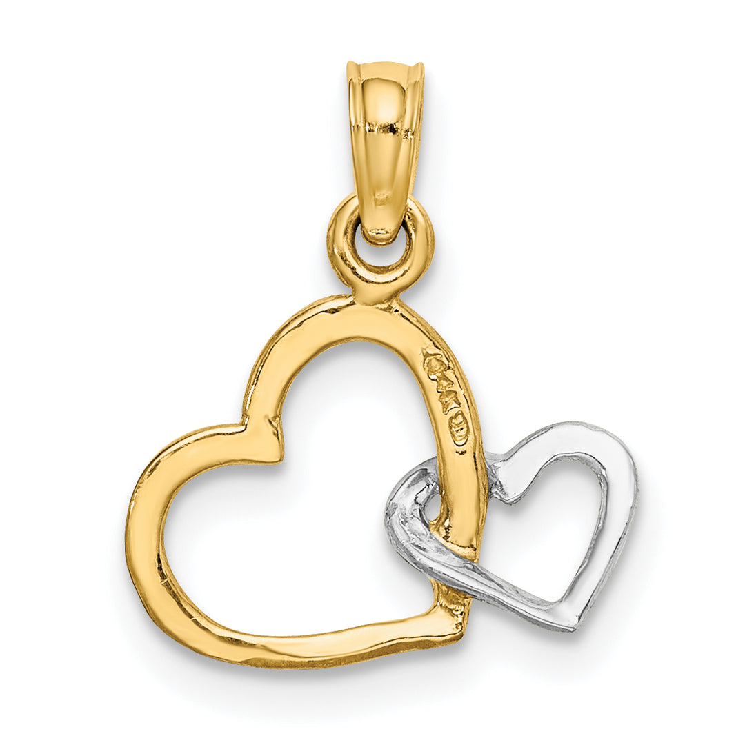 14k Two-Tone Gold Polished Hearts Interwined Pendant