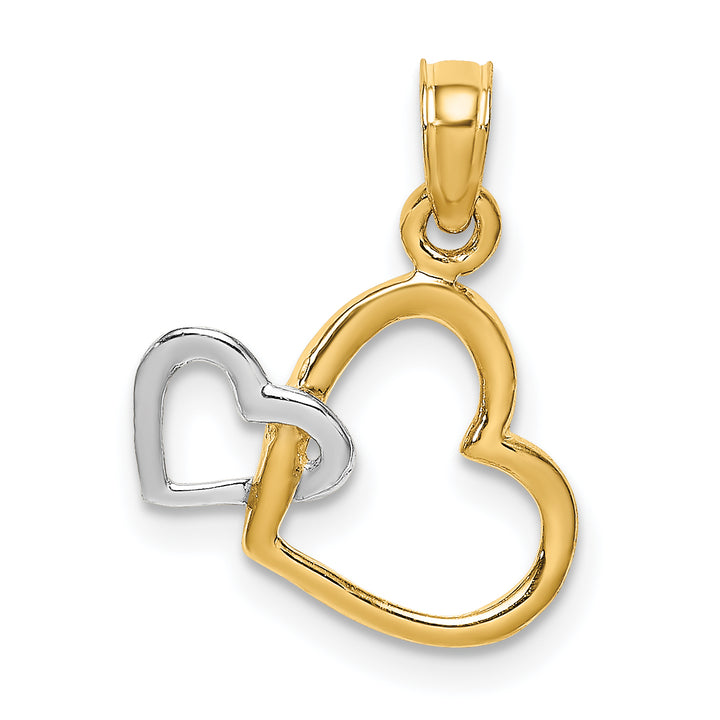 14k Two-Tone Gold Polished Hearts Interwined Pendant