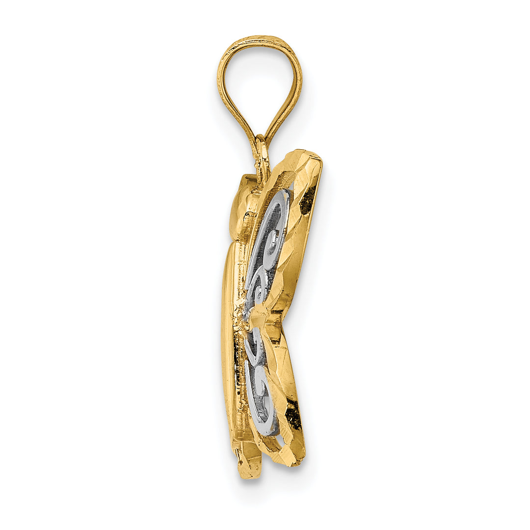 14k Yellow, White Gold D.C Finish Butterfly Charm Pendant