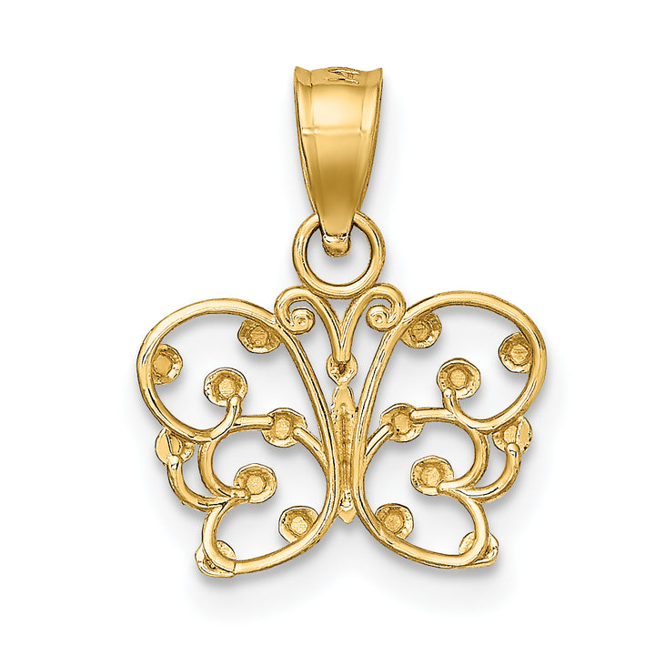 14k Yellow, White Gold D.C Polished Finish Butterfly Pendant