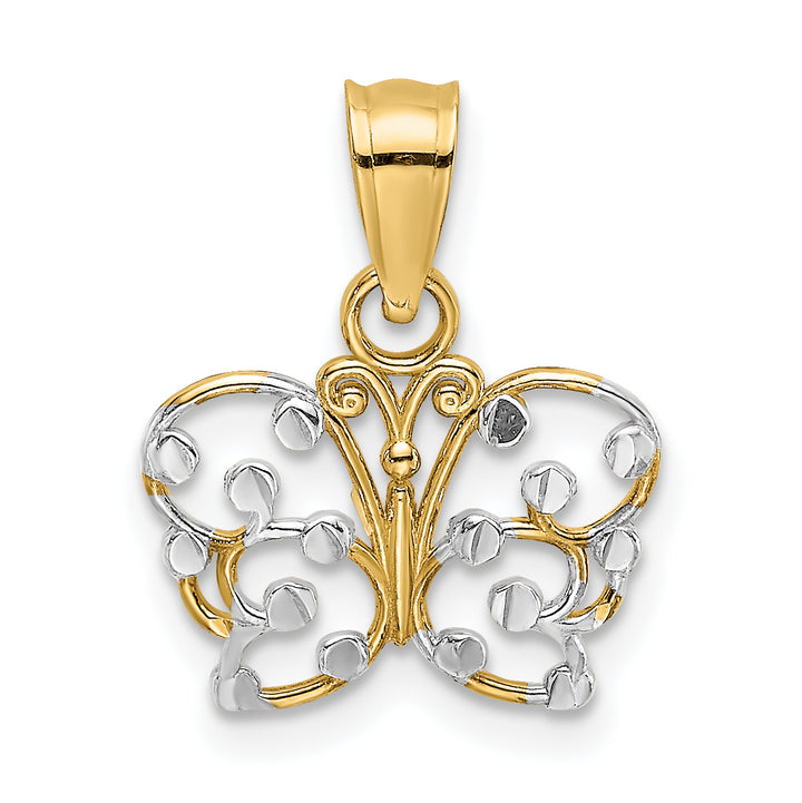 14k Yellow, White Gold D.C Polished Finish Butterfly Pendant