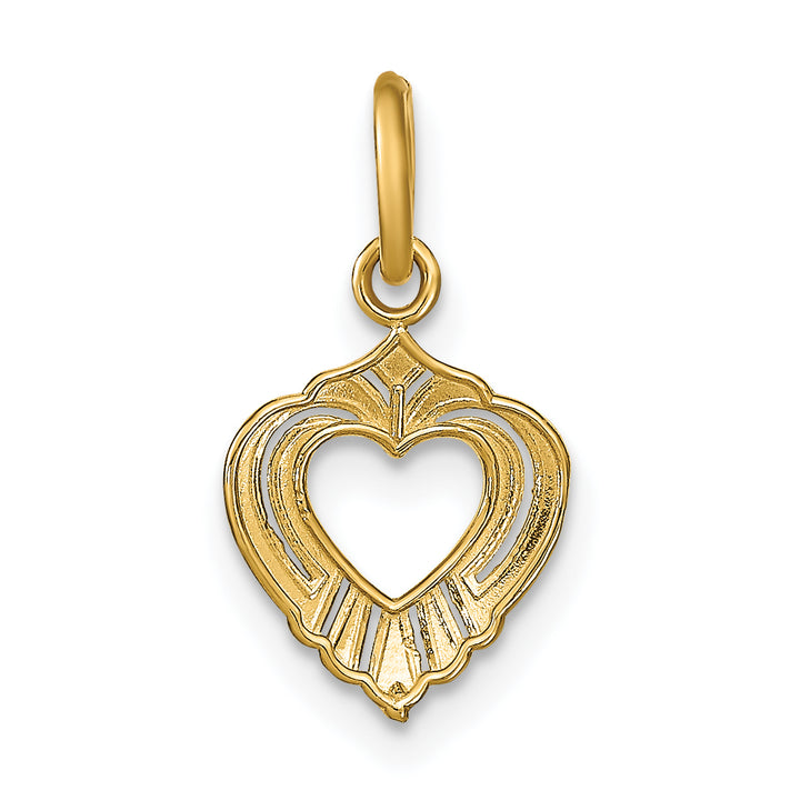 14k Yellow Gold Rhodium Mini Heart Pendant