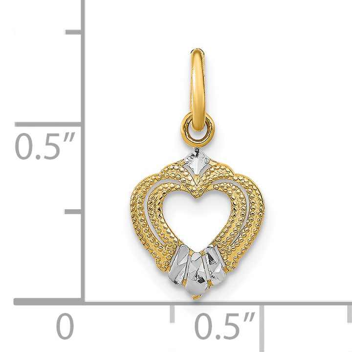 14k Yellow Gold Rhodium Mini Heart Pendant