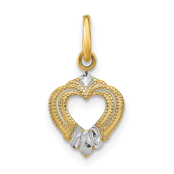 14k Yellow Gold Rhodium Mini Heart Pendant