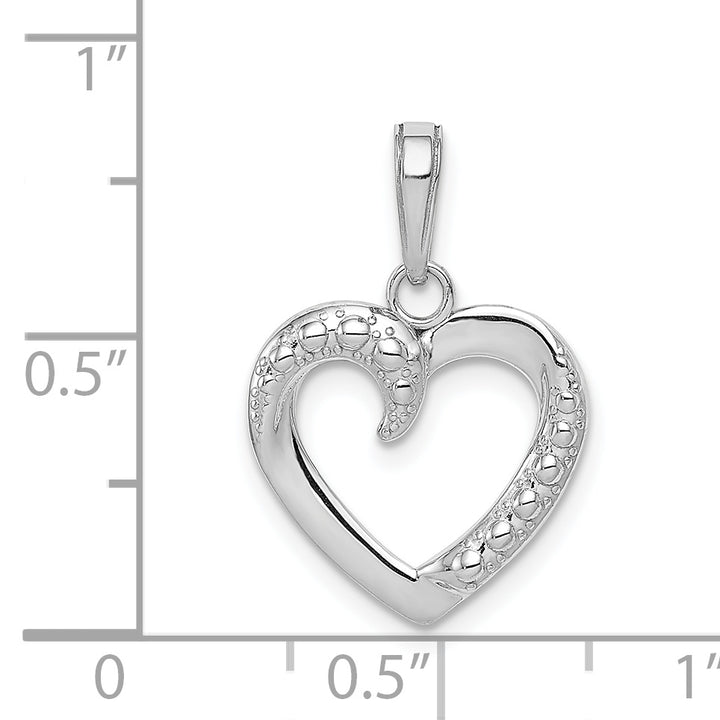 14K White Gold Polished and Textured Heart Pendant