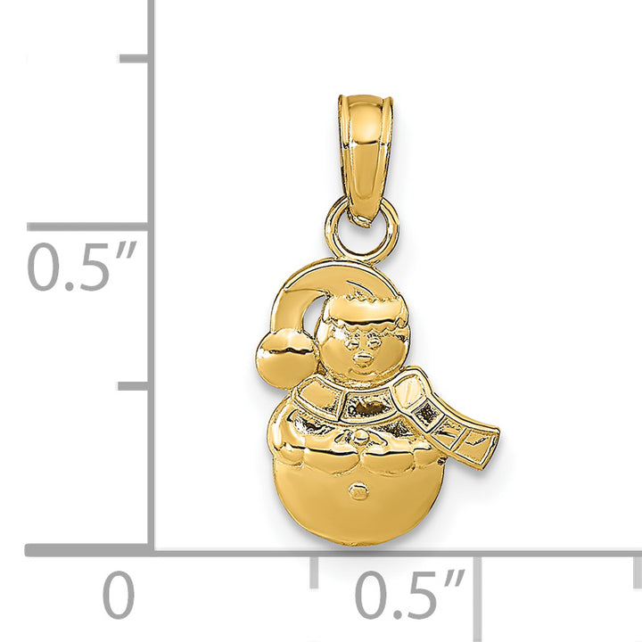 14K Yellow Gold Polished Finish Snowman Charm Pendant
