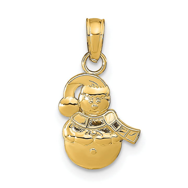 14K Yellow Gold Polished Finish Snowman Charm Pendant