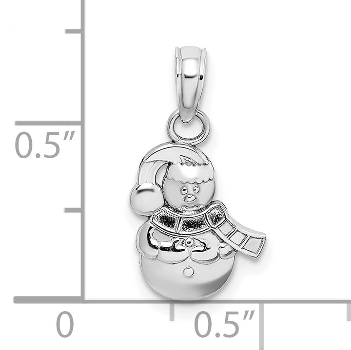 14K White Gold Polished Finish Snowman Charm Pendant