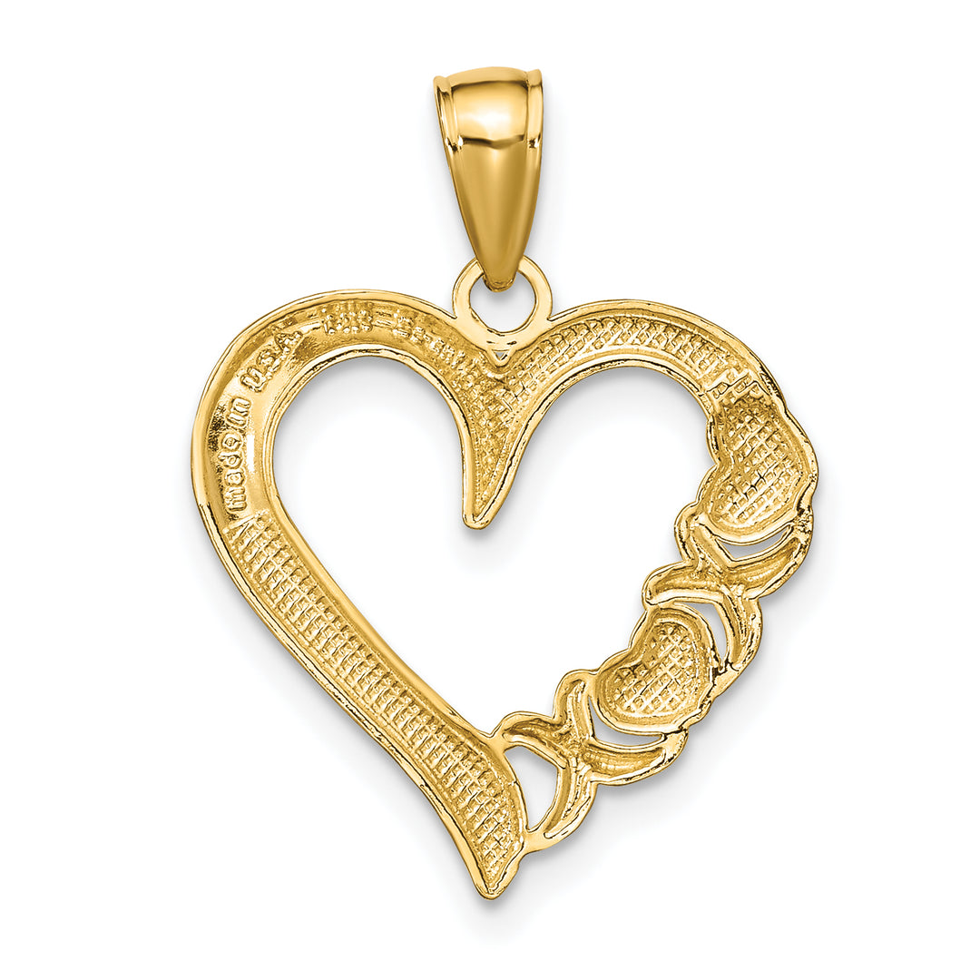 14k Yellow Gold Polished Heart X Design Pendant