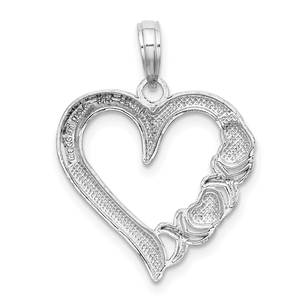 14K White Gold Polished  X Heart Charm