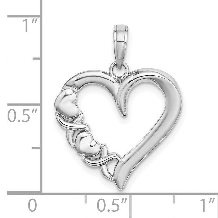 14K White Gold Polished  X Heart Charm