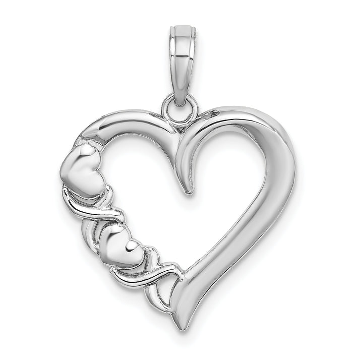 14K White Gold Polished  X Heart Charm