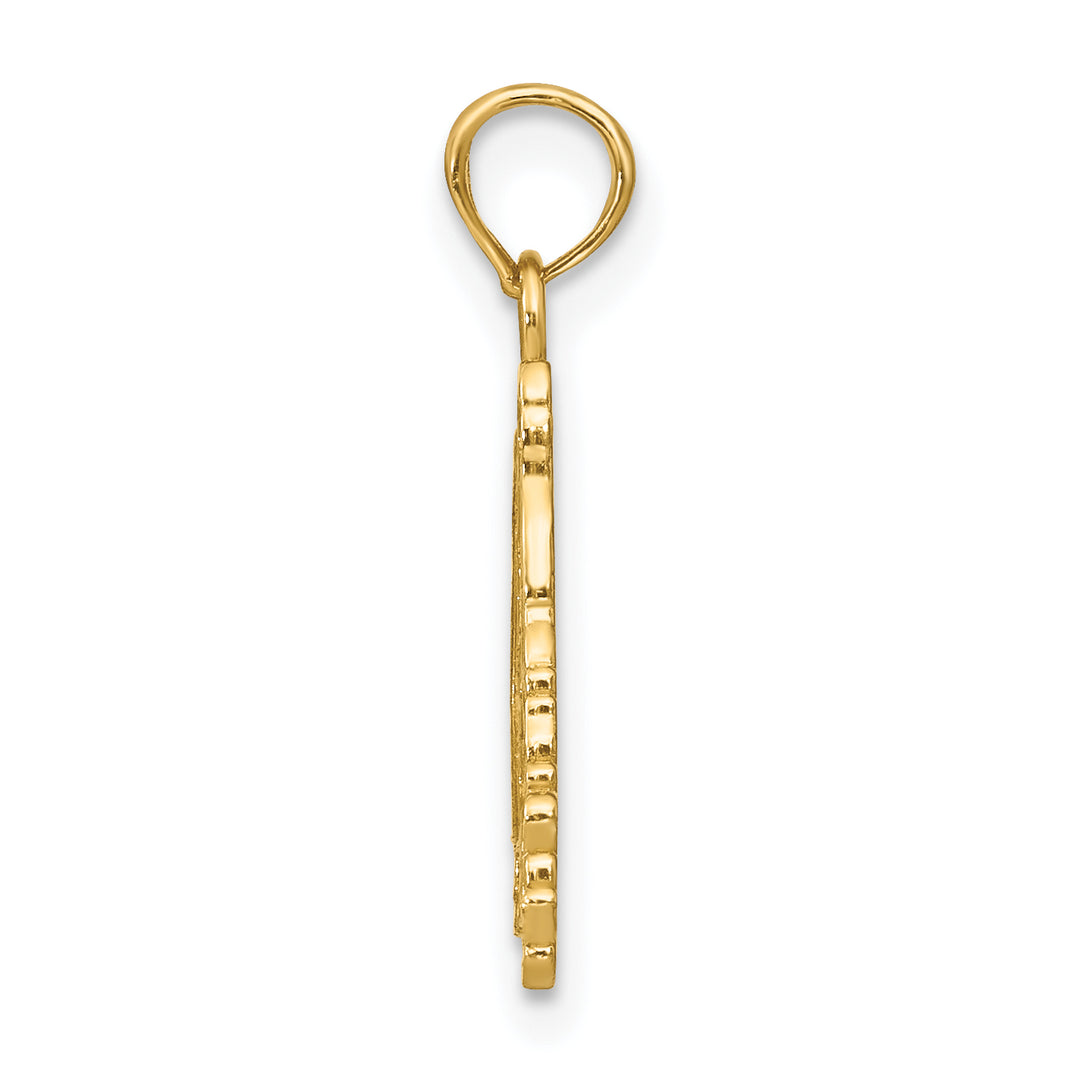 14K Yellow Gold Textured Finish Flat Santa Face Charm Pendant