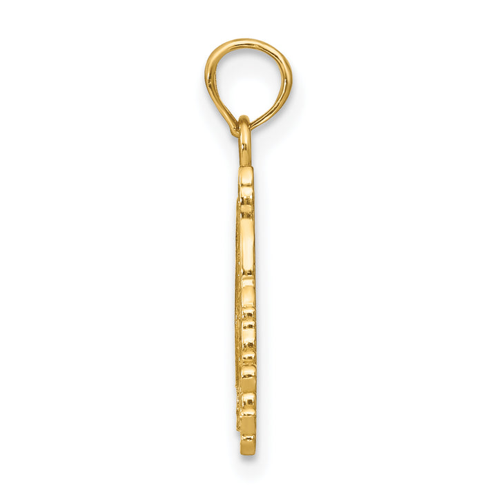 14K Yellow Gold Textured Finish Flat Santa Face Charm Pendant