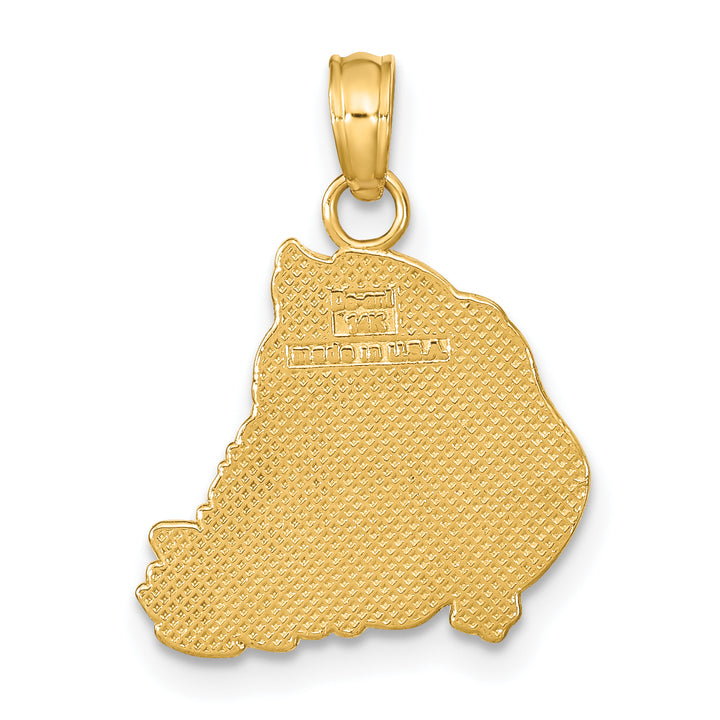 14K Yellow Gold Textured Finish Flat Santa Face Charm Pendant