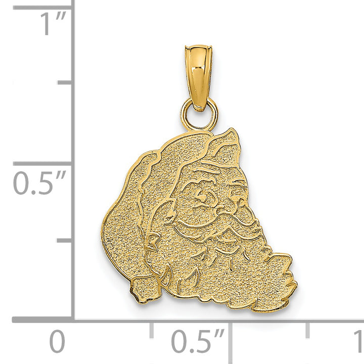 14K Yellow Gold Textured Finish Flat Santa Face Charm Pendant