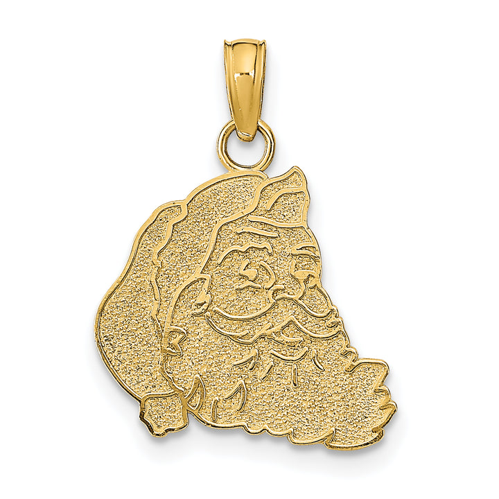 14K Yellow Gold Textured Finish Flat Santa Face Charm Pendant