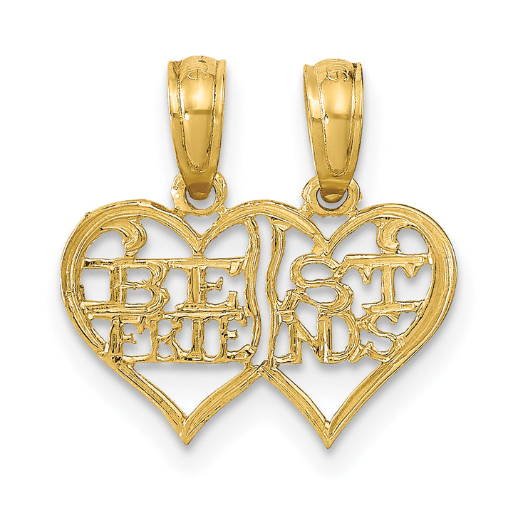 14k Yellow Gold 2 Piece Break Apart BEST FRIENDS Hearts Pendant