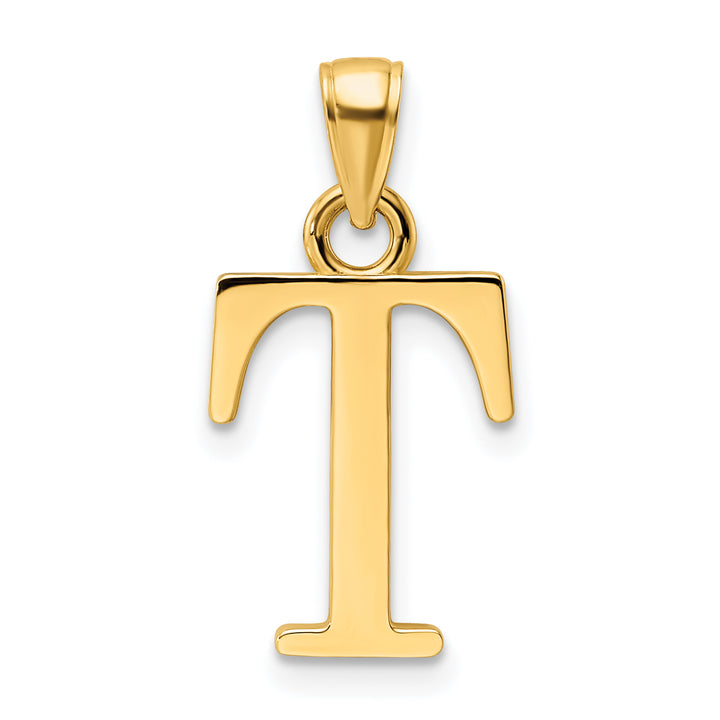 14K yellow gold Polished finish Letter Large T Pendant