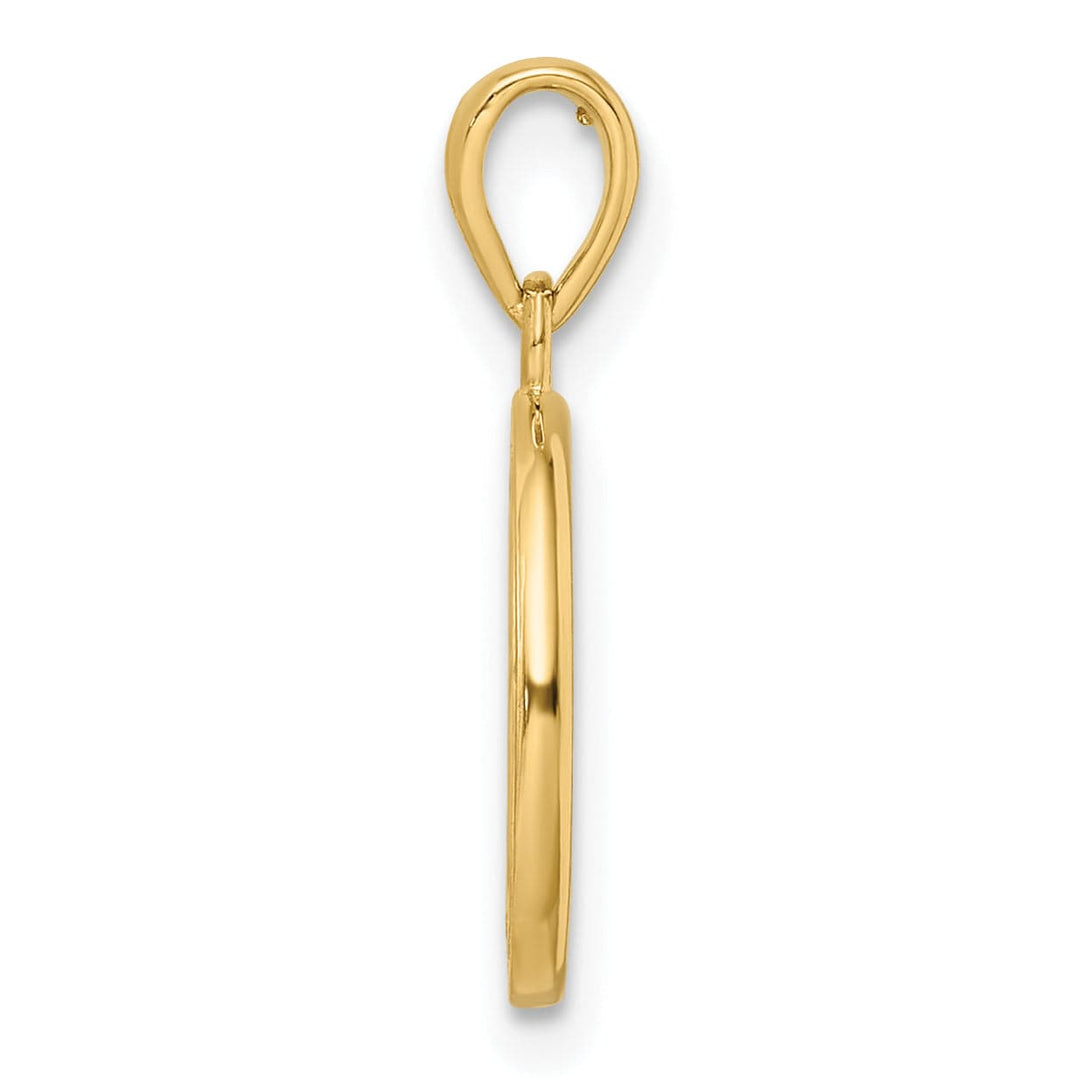 14k Yellow Gold Polished Tree of Life Circle Pendant