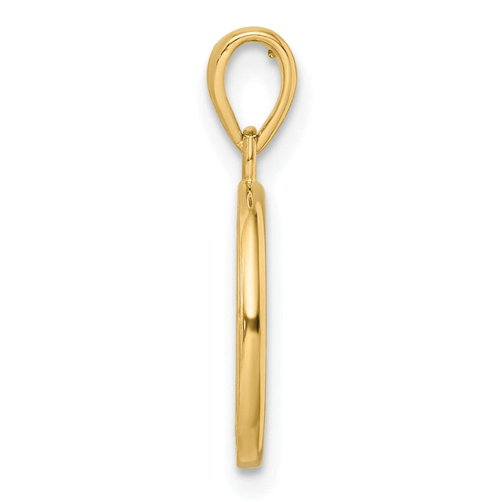 14k Yellow Gold Polished Tree of Life Circle Pendant