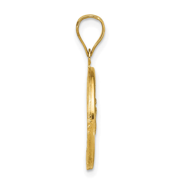 14K Yellow Gold Baguette CZ Our Lady of Guadalupe Round Pendant