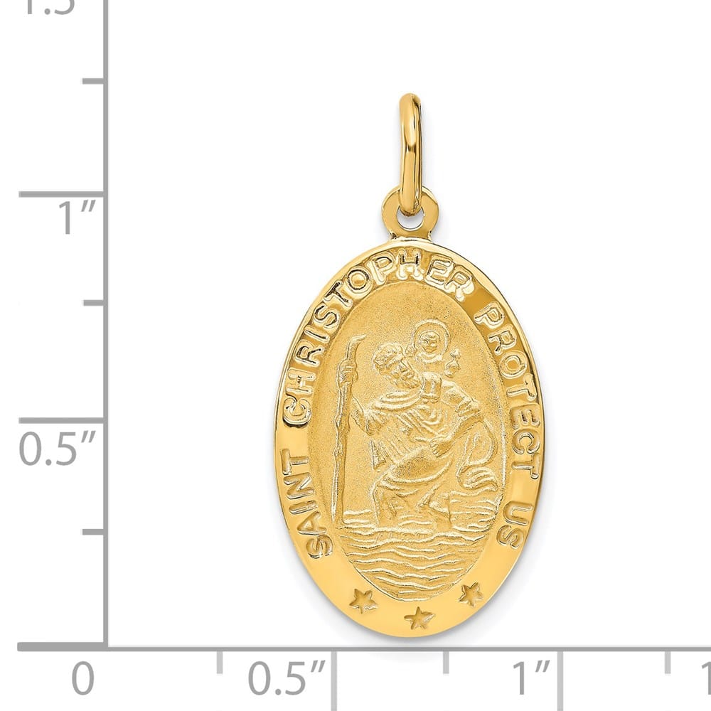 14K Yellow Gold Oval St. Christopher 25.42 mm x 15.2 mm Pendant