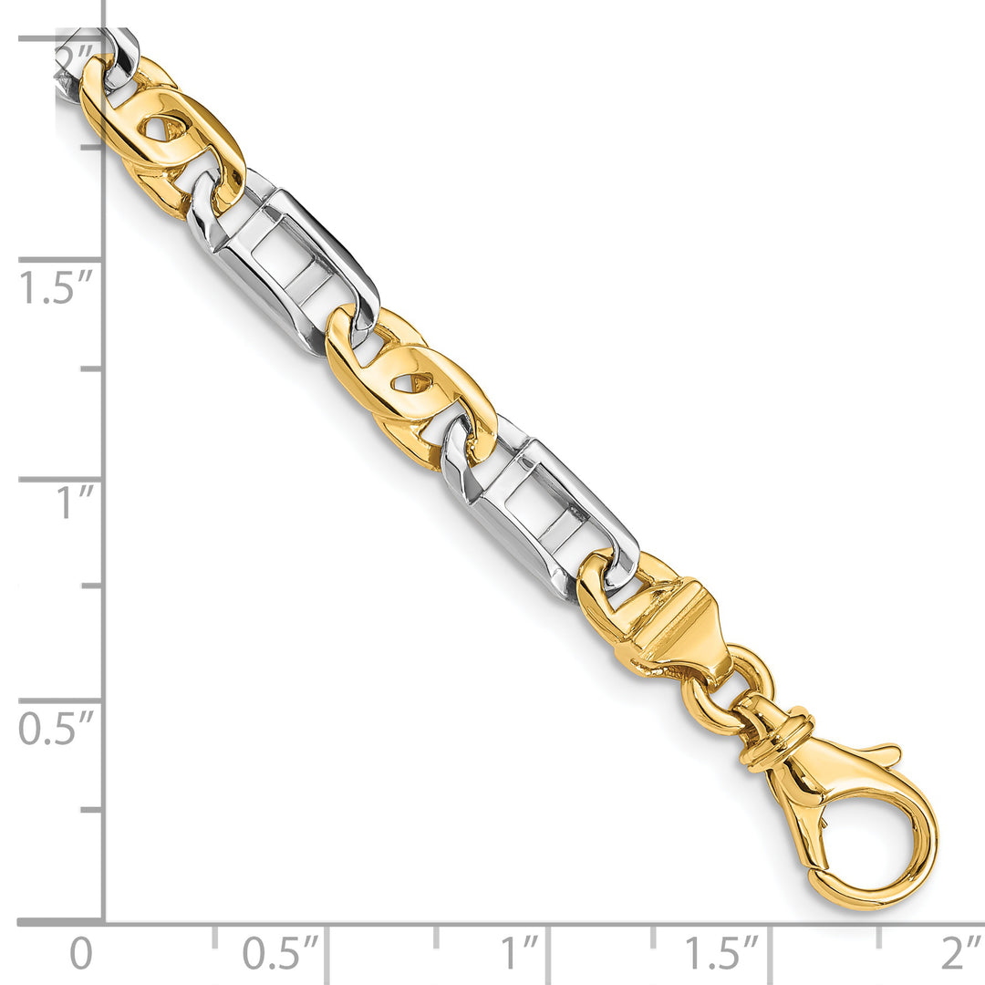 14K Two-Tone Gold Two-tone 5.5mm Hand Fancy Link Bracelet