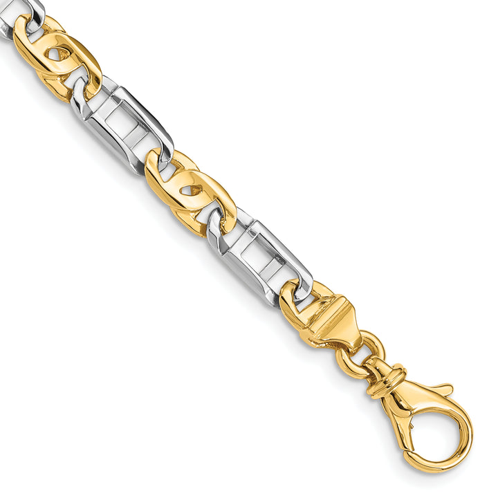14K Two-Tone Gold Two-tone 5.5mm Hand Fancy Link Bracelet