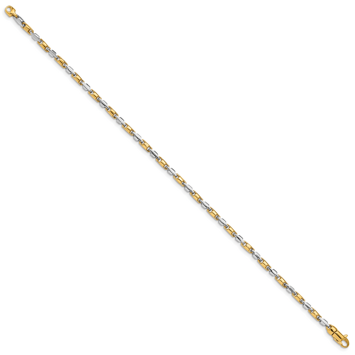 14K Two-Tone Gold Two-tone 2.5mm Hand Fancy Link Bracelet