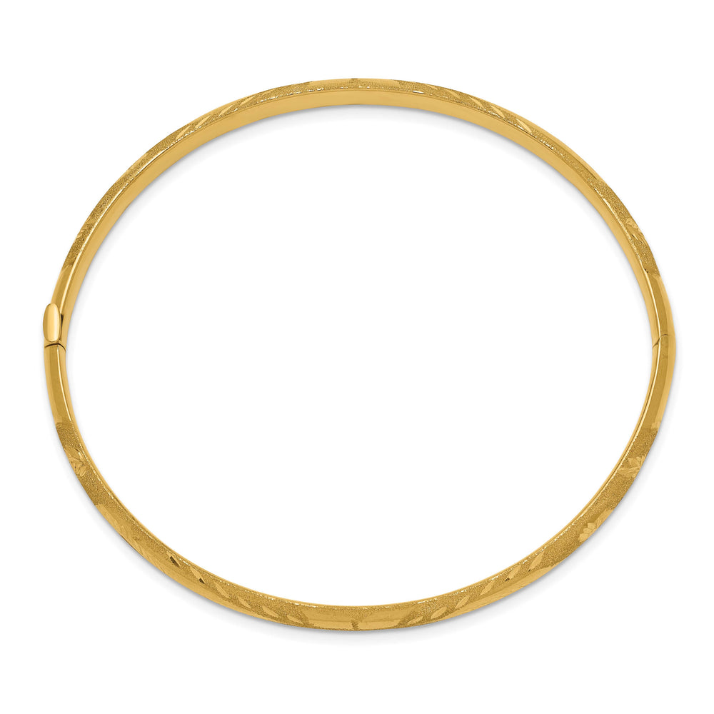 14k 3/16 Laser-Cut 5.00mm Hinged Oval Bangle Bracelet