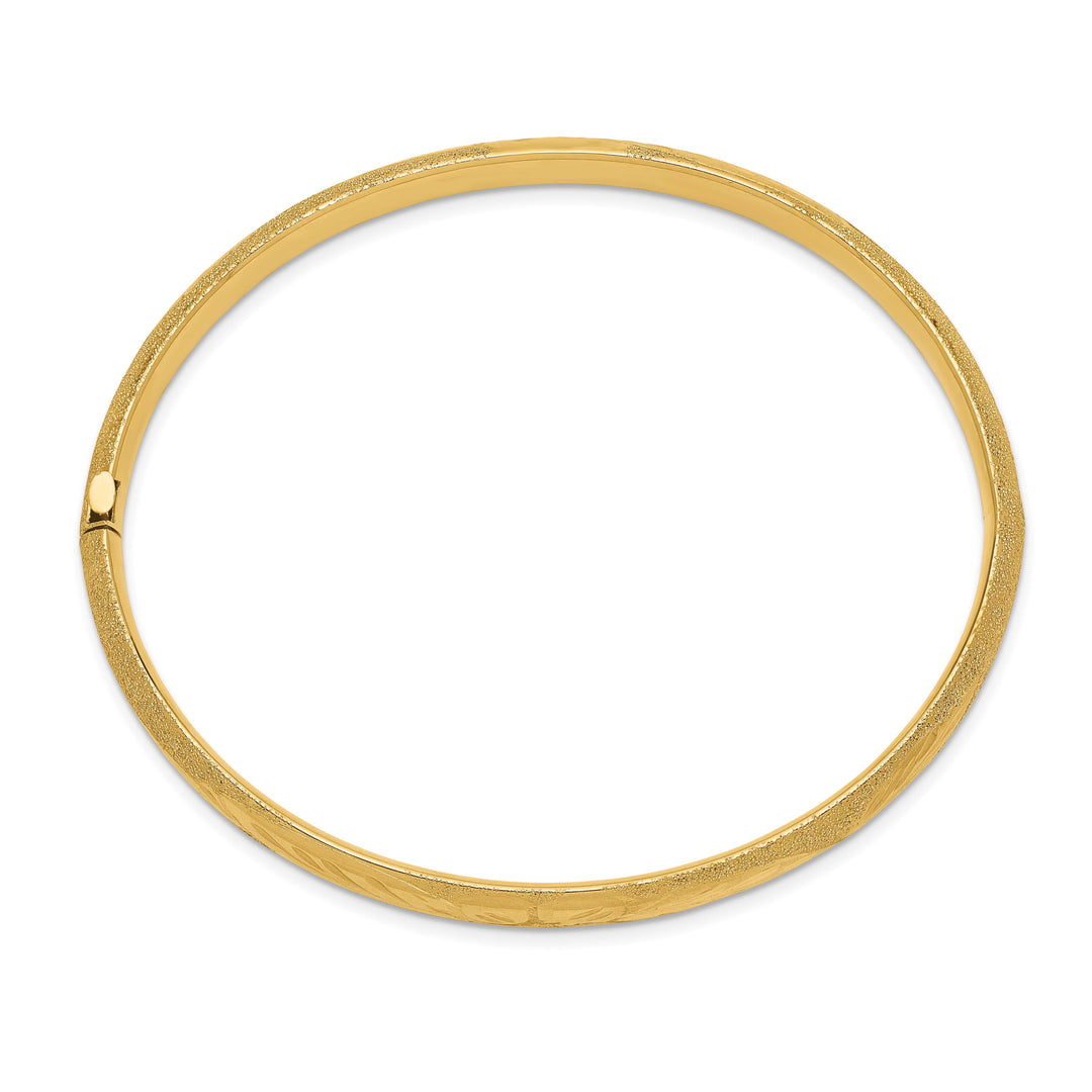 14k 4/16 Laser-Cut 6.00mm Hinged Oval Bangle Bracelet