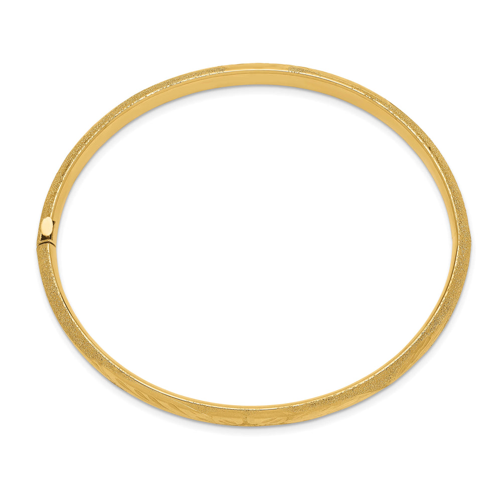 14k 4/16 Oversized Laser-Cut 6.00mm Hinged Oval Bangle Bracelet